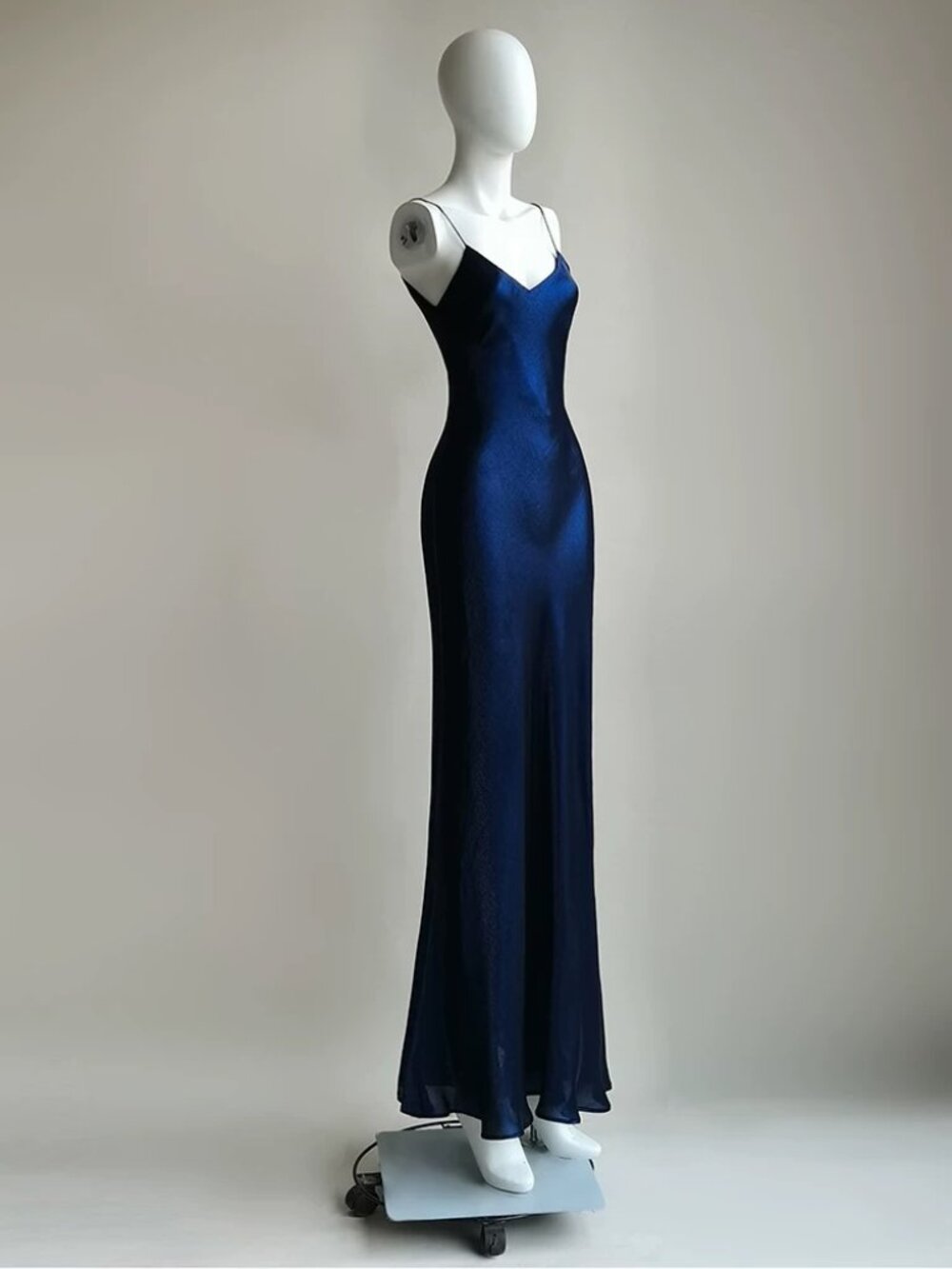 Midnight Blue Silk Maxi Slip Dress | Elegant Evening Gown